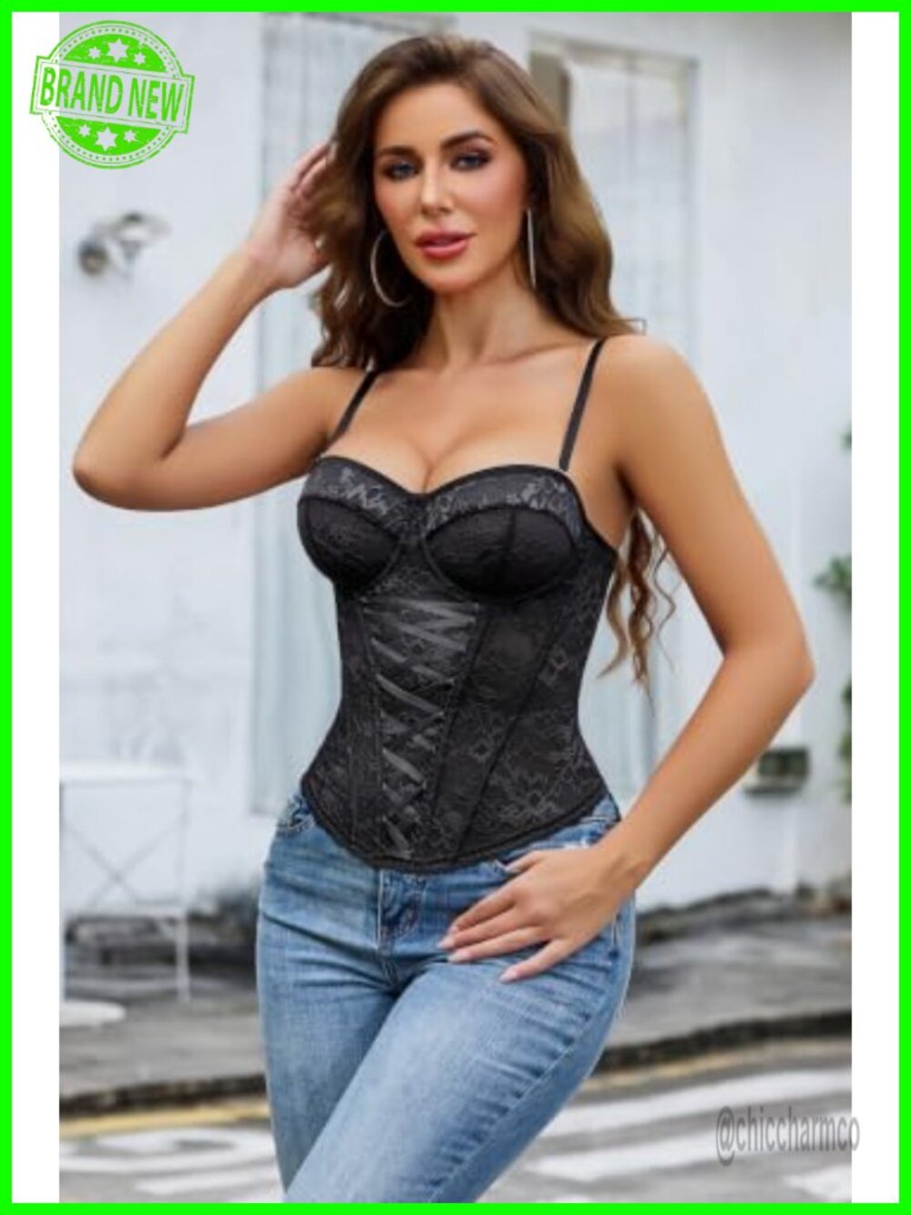 Lace Bustier Corset Top Women Sexy Underwire Viscose Spandex Y2K Going Out - Picture 4 of 6